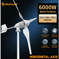 6KW Horizontal Wind Turbine Generator Windmill With Free MPPT Charger Controller and Off Grid Inverter