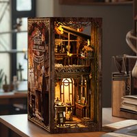 DIY Book Nook Kit Miniature Wooden Dollhouse 3D Puzzle Assembly Model Building With Light Bookshelf Insert Decoration Toy Gifts