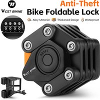WEST BIKING Folding Password Lock Anti-Theft Bicycle Alloy Chain Lock Portable E-Bike Scooter Cycling Safety Lock Accessories