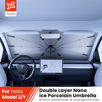 YZ For Tesla Model 3 Y highland 2026 Car Sunshade Umbrella Foldable Front Sunscreen Heat Insulation Front Parasol Car Accessorie