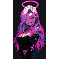 1PC Neon Pink Angel Girl Waterproof Sticker Vinyl Decal for Car Fuel Cap Motorcycle Laptop Decor