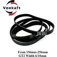 Veekaft 1PCS 3D Printer Parts GT2 6mm/10mm Closed Loop Rubber Timing Belt From 156mm-256mm Width 6mm/10mm 2GT Synchronous Belt