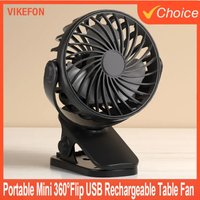 Portable Mini 360°Flip USB Rechargeable Table Fan Clip-on Type Desk Fan Hanging Clip Fan Night Light Air Cooler Outdoor