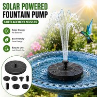 Solar Water Fountain Pump 6 Nozzles Design Bird Bath Landscape Decoration for Home Garden Yard Pond Pool Fish Tanks Aquarium Use