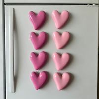 8pcs Pink Heart-Shaped Refrigerator Magnet Set for Photos, Notes, Paris Themed Decor - Valentine's Day, Mother's Day Gift