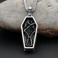 Gothic Vintage Double Mixed Color Skull Coffin Pendant Necklaces For Men Women Punk Skeleton Creative Party Jewelry Dropshipping