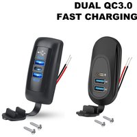 3-Ports 12V RV USB Car Charging Socket Fast Charging QC3.0+PD USB Outlet Waterproof Power Supply Adapter Car Accessories