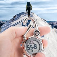 Multifunctional Metal Mountaineering Watch Keychain FOB Pocket Watch Wall Clock Outdoor Mountaineering Compass Portable Tool