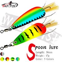 WALK FISH 17g 58mm Spoon Fishing Lure Metal Shore Casting Jigging Fish Sea Bass Artificial Bait with Assist Hooks Tackle Tools