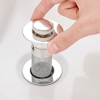 Drain Filter for Bathroom Sink, Stainless Steel Mesh Strainer with Anti-Clog Bouncing Mechanism, Compatible with Most Washbasins