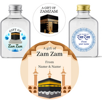 Personalised ZamZam Water Bottle Stickers Hajj Umrah Mubarak Eid Label Box Bag Seal Muslim Ramadan Kareem Celebration