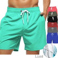 Maillot de bain pour hommes, short de plage, cordon de serrage avec doublure en maille, taille élastique, uni, respirant, doux, décontracté, Streetwear quotidien