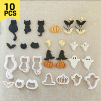 Halloween Series 10 Piece Set/Ghost/Bat/Pumpkin/Clay Cutting Mold for Polymer Clay Cutters DIY Earrings Jewelry Making