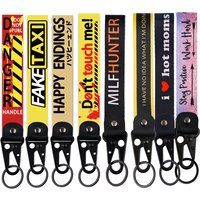 Warning Key Tags Keychain Quotation Phrase Word Car Key Chain Jewelry Gifts For Men Women Lanyard Motorcycle Accessories