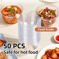 Disposable Plastic Bowls Transparent Heavy Duty for Ice Cream Dessert Fruit Salad Picnic Wedding Party Kitchen Food Container