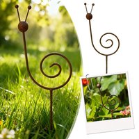 Rustic Iron Snail Plant Support Stake Minimalist Garden Decor Metal Craft Rusted Finish Indoor Outdoor Potted Plant Climbing