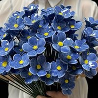 6/8/10pcs Handcrafted Ceramic Forget Never Fades Ceramic Flowers Home Ornament Indoor And Outdoor Home Decor