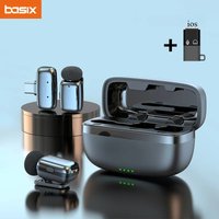 Wireless Lavalier Microphone Set with Charging Case Mini Lapel Mic for Video Recording Android Phone Live Broadcast