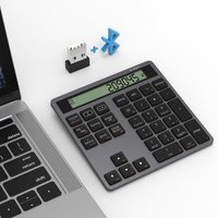 Ergonomic Bluetooth Dual Mode Wireless Numeric Keyboard with Display Calculator 2in1 Portable Wireless Number Keypad for Win/Mac