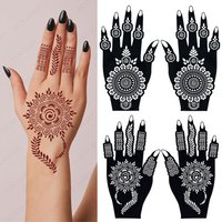 2pcs Henna Tattoo Stencils Flower Tattoo Template for Women Hand Body Art Henna Temporary Tattoos for Ramadan Festival