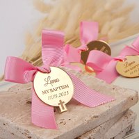 Personalized Baptism Tags Acrylic God Bless Christening Tags Custom Mi Bautizo Tags for First Communion Religious Celebration
