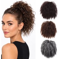 Synthetic wool curly short curly hair wig bun women's soft rubber band hair extension from natural small volume