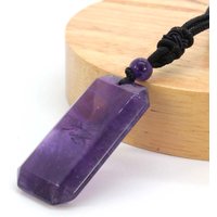 Natural Stone Square Slice Pendant Necklace For Women Men Healing Crystal Amethyst Rose Quartz Black Agate Tiger Eye Jewelry
