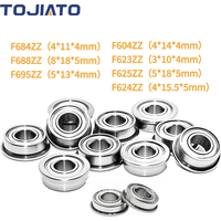 4pcs Flange Bearing Ball Bearings F604ZZ F623ZZ F624ZZ F625ZZ F688ZZ F684ZZ F695ZZ 3D Printer Parts Deep Groove Ball Bearings