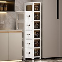 17-cm-Schubladen-Schlitzschrank, ultraschmaler Schlitzschrank für Kühlschrank, mehrschichtiges Lagerregal für Badezimmer