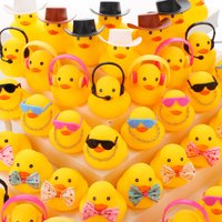 48 Pcs Rubber Duck Toy Bulk Yellow Duck Car Ornaments for Birthday Party Favors Decoration