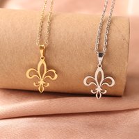 Stainless Steel Fleur De Lis Pendant Necklace Classic Queen Style Necklace for Women Jewelry Gift for he