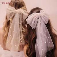 TOPQUEEN Bow Single Layer Pearl Veil Bridal Wedding Accessory Boda Accesorios Fiesta Velo Para Primera Comunion Niñas V04A