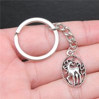 Keychain Holder Vintage Handmade Antique Silver Color 24x15mm Unicorn Pendant Keyring