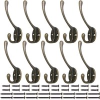 With Screw for Door Coat Hooks Bathroom 10Pcs Coat Hooks Wall Mounted Heavy Duty Dual Coat Rack Bronze Vintage Clothes Hanger