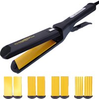 4-in-1 Women Interchangeable Plates Hair Straightener Crimping Iron Crimper Hair Styling Tool deep wave Straightening Iron