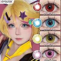 OVOLOOK-2PCS Cosplay Colored Contact Lenses for Eyes Blue Color Contacts Red Lens Green Soft Lenses Beauty Makeup Fashion Lens