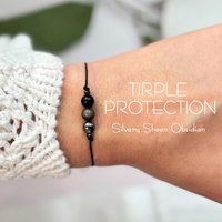 Triple Protection Bracelet,Empath Protection,Silvery Sheen Obsidian,Black Obsidian,Gifts for Him or Her,Blocker Bracelet,1pc