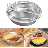 304 Stainless Steel Divided Food Steamer Tray Multi Size with Handle Food Steamer Round Stackable Food Pan