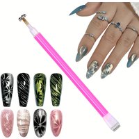 Pieces Nail Magnet Stick Cat Eye Magnet Tool Double-Headed Flower Design Nail Art Magnet Pen for Salon