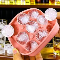 9cavity Soccer Silicone Chocolate Mold Freezer Ice Tray Round Ice Cubes Maker 3D Football Shape Ice Mold With Lid Ice Ball Maker