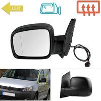 Left Hand Side Mirror Electric Heated Black Primer For VW Caddy III MK3 MK4 LHD Side Door Rearview Mirror assembly 2K1857507A