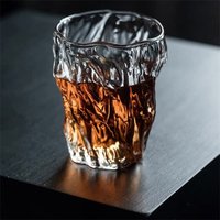 270ml Heat Resistant Bark Hammer Twist Fold Water Coffee Glass Cup Fruit Juice Milk Tea Coffee Mug Whiskey Spirit Glass
