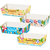 4/8/12pcs Hawaiian Party Mini Snack Trays Summer Beach Pool Print Paper Food Trays Tropical Hawaii Theme Birthday Party Decor