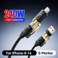 4-in-1 Cable 240W Super Fast Charging Data Transfer for iPhone 8-17 Pro iPad Notebook Tablet Mobile Phone Samsung