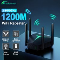 Kebidumei 1200Mbps WiFi Repeater Wireless Amplifier Signal Booster Dual Band 2.4G 5GHz Long Range Wi-Fi Extender Router For Home