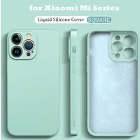 Original Liquid Silicone Shockproof Case For Xiaomi Mi 14 13 13T 12 12T 11T 10T 10 11 Lite Pro Square Fluff Bumper Soft Cover