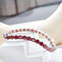 GRA Certified 5mm Red Color Moissanite Tennis Bracelet For Women S925 Silver Gem Bracelet Plated 18K Fine Jewelry Gift