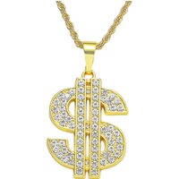 Dollar Sign Necklace 80s 90s Costume Big Fake Money Pendant Hip Hop Rapper Punk Jewelry for Men Halloween Party Accessories