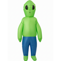 Inflatable Alien Costume Funny Green Extraterrestrial Mascot Blow Up Suit For Adult Halloween Party Cosplay