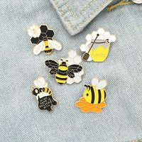 carton bee series letter Enamel Brooches Cute Animals Badge Kids Backpack Icon Brooch Pins Unisex Jewelry Accessories Gift For F